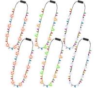 Traplace 6PCS Light Up Christmas Necklace, 3 Modes Christmas Accessories Multicolor Necklace Decorations, 3 Festive Designs with Santa, Tree, Snowman, Ugly Sweater Decor Xmas Theme Party Supplies