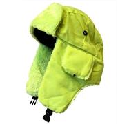 Trapper Hat Faux Fur Trim Neon Yellow Unisex Size 59cms