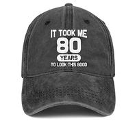 Traqueu Funny 40th 60th 80th Birthday Gifts Men Women Baseball Cap Denim Hat Washed Cotton Hat, Took 80 Years-black, One size