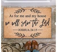 Traqunn As for Me and My House We Shall Serve The Lord Joshua 24 15 Religious Doormat,Polyester Microfiber Anti Slip Area Rug,Funny Doormat,24X16 In