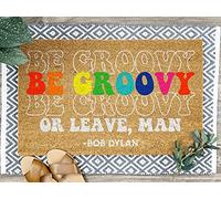 Traqunn Be Groovy Or Leave Dude Mat,Howdy Doormat,Welcome Doormats,Housewarming Gift,Home Decor,Front Door,Home Doormat,Welcome Door Mat 36X24 In