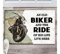 Traqunn Biker The Ride of His Life Doormat,Biker Home Decorative Welcome Doormat 24X16 In
