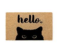 Traqunn Black Cat Bombay Hello Cute Cat Peeking Doormat Welcome Mat Funny Door Mat Funny Gift Home Doormat Housewarming Decor Gift Closing Gift 36X24 In