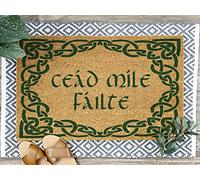 Traqunn Cead Mile Failte Welcome Mat,Housewarming Gift,Home Decor,Front Door,Home Doormat,with Non Slip Backing Door Mats 24X16 In