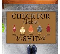 Traqunn Check for Chicken Shit Personalized Doormat,Fun Chicken Door Mat,Housewarming Gift,Pet Lovers Gifts,Welcome Mat 36X24 In