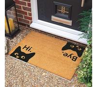 Traqunn Hi Bye Cat Doormat Housewarming Decor Gift Welcome Door Mat Polyester Floor Mat with Non Slip Rubber Carpet New Home Gift Wedding Gift 36X24 In
