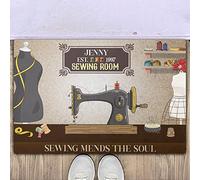 Traqunn Personalized Sewing Room Welcome Doormat,Sewing Mends The Soul Carpet,Mat Gift for Sewing Room,Decor Home Gift,Vintage Gift for Mom 24X16 In