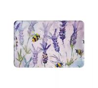 Traqunn Printing Watercolor Purple Lavender and Flying Bee Door Mat Area Rug Outdoor Indoor Welcome Front Entryway Door Mats 36X24 In