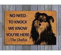 Traqunn Sheltie Door Mat,Sheltie We Know You are Here Spring Door Mats,Shelties Doormat,Welcome Sheltie Outdoor Mats,Shetland Sheepdog Mat 24X16 In