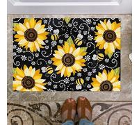 Traqunn Sunflower and Bee Doormat,Bee Lovers Home Decorative Welcome Doormat 36X24 In