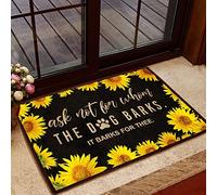 Traqunn Sunflower Ask Not for Whom The Dog Barks Doormat,Dog Lovers Home Decorative Welcome Doormat 24X16 In
