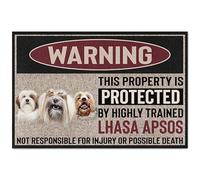 Traqunn Warning Lhasa Apso Doormat,Lhasa Apso Dog Lovers Home Decorative Welcome Doormat 30X18 In