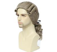 Traqur Historical Colonial Style Mens Curly Judge Ponytail Wig (Blonde)