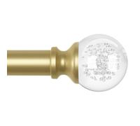 TRAROD Gold Curtain Pole 94-241cm - 25mm Diameter Adjustable Curtain Pole Wall Mounted with Brackets - Removable Decorative Transparent Crystal Ball for Living Room Dining Room Bedroom