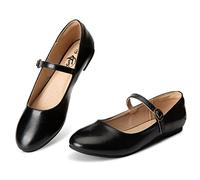 Trary Women's Mary Jane Round Toe Strap Ballet Flat Shoes Black Size: 9 UK