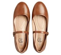 Trary Women's Mary Jane Round Toe Strap Ballet Flat Shoes New Brown Size: 6 UK