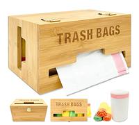 Trash Bag Dispenser with Handles, Garbage Bag Holder for Standard 13/30 Gallon Rolls Less Than 80 Bags, Kitchen Laundry Trash Bag Organizer, Wall Mounted/On Countertop/Under-Sink