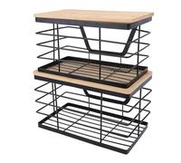 Trash Bag Holder with Wood Lid, Metal Storage Container for Home Kitchen Organizing, Stackable Garbage Bag Dispenser, Wood Lid Trash Container for Kitchen or Cabinet, Wall