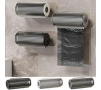 Trash Bags Storage Box for Kitchen Bathroom - Transparent Ps Organizer Container 7.5 X 8.5 X 16 Cm Fits Garbage Bags up 14 for Cm Wide × 4.5 Centimeters Diameter Compact Stackable Structure(White)