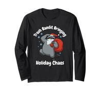 Trash Bandit Bringing Holiday Chaos Funny Christmas Raccoon Long Sleeve T-Shirt