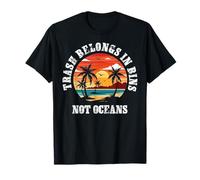 Trash Belongs in Bins Earth Day Planet Students Teachers T-Shirt