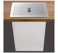 Trash Bin Flap Cover， Countertop Built-in Trash Can, Kitchen Cabinet Inserted Trash Chutes Garbage Can, Stainless Steel Trash Chute with Lid(Lid+Trash Can,Rectangle)