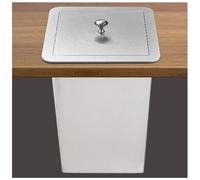 Trash Bin Flap Cover， Countertop Built-in Trash Can, Kitchen Cabinet Inserted Trash Chutes Garbage Can, Stainless Steel Trash Chute with Lid(Lid+Trash Can,Square)
