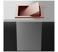 Trash Bin Flap Cover， Countertop Recessed Trash Can, Stainless Steel Built-in Swing Flip Garbage Can, Kitchen Trash Bin Embedded Trash Chute(Rose Gold,Lid+trash can)