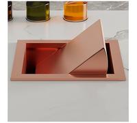 Trash Bin Flap Cover， Countertop Recessed Trash Can, Stainless Steel Built-in Swing Flip Garbage Can, Kitchen Trash Bin Embedded Trash Chute(Rose Gold,Single lid)