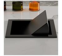 Trash Bin Flap Cover， Countertop Recessed Trash Can, Stainless Steel Built-in Swing Flip Garbage Can, Kitchen Trash Bin Embedded Trash Chute(Black,Single lid)