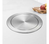 Trash Bin Flap Cover， Recessed Kitchen Cabinet Round Trash Chute Lid - Garbage Can Grommet Waste Lid Balance Flap Cover(Silvery,Single lid)