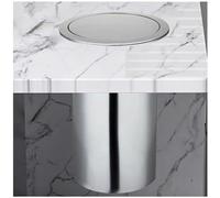 Trash Bin Flap Cover， Stainless Steel Kitchen Garbage Can Grommet Recessed Trash Can Lid, Round Balance Flap Cover Trash Bin Swin(Lid+Bucket,Diameter 13CM)
