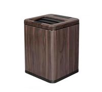 Trash bin Trash Can Intelligent Sensor With Chinese Retro Imitation Wood Grain Design For Kichen Living Room And Bathroom Garbage can(Ebony,10L)