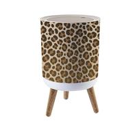 Trash Bin with Lid 1.8 Gallon Garbage Bins Brown leopard seamless fabric Trash Can Living Room Bathroom Kitchen Office Nappy Bin Dog Proof Waste Basket House Warming Gifts for Women Men