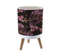 Trash Bin with Lid 1.8 Gallon Garbage Bins Embroidery human skull pink orchid flowers Halloween seamless pattern Trash Can Living Room Bathroom Kitchen Office Nappy Bin Dog Proof Waste Basket