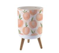 Trash Bin with Lid 1.8 Gallon Garbage Bins Seamless pink peaches white Watercolor Trash Can Living Room Bathroom Kitchen Office Nappy Bin Dog Proof Waste Basket House Warming Gifts for Women Men