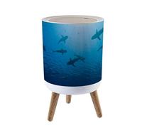 Trash Bin with Lid 1.8 Gallon Garbage Bins Sharks Trash Can Living Room Bathroom Kitchen Office Nappy Bin Dog Proof Waste Basket