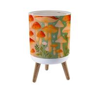 Trash Bin with Lid 1.8 Gallon Garbage Bins Whimsical Mushroom Garden Bright Trash Can Living Room Bathroom Kitchen Office Nappy Bin Dog Proof Waste Basket House Warming Gifts for Women Men