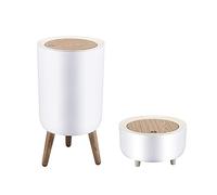 Trash can 1.8 Gallon,Dsektop garbage can 0.5 Gallon (2 Pieces) Mini Trash can with press top Lid, Nordic Modern waste basket, Office, Outdoor,Dog proof trash can(White)