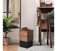 Trash Can 12L Large Capacity Garbage Bin | Office Wooden Flip Waste Paper Basket | Square Kitchen Rubbish Container | Living Room Bedroom Creative Storage Bucket (Color : B)