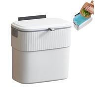 Trash Can | ABS Waste Basket | Hangable Bedroom Bin with Lid | Punch-Free Pull-Out Kitchen Compost Bin for Countertop - for Bedroom Under Desk Tabletop Car Bathroom Cupboard Rv