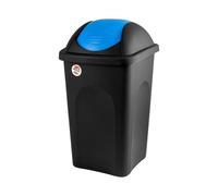 Trash Can Black Blue Lid 60 Liters Stefanplast