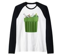 Trash Can Costume Cartoon Raglan Baseball Tee