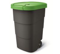 Keden Wheeler 90L Wheelie Rubbish Bin Trash Can With Wheels And Lid Trash Can Large Trash Can Universal Trash Can Plastic (Black/green)
