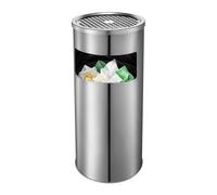 Trash Can | Large Stainless Steel with Ashtray,Outdoor Trash Bin Standing Ashtray,for Indoor Bathroom Toilet Patio Garden Backyard Porch Commercial Hotel