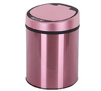 Trash Can of Automatic Touchless Infrared Motion Sensor,Round Garbage Can with Lid，Holds Waste， Stainless Steel Garbage Bin (Color : Pink)