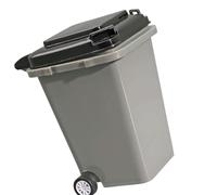 Trash Can Pen Holder with Lid, Grey | Rolling Desk Cup for Markers Pencils Scissors, Bin, Study Table Organizer