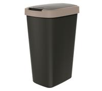 Keden COMPACTA Q 45 Litres Rubbish Bin Waste Basket with Flap Recycling Bin (Black/light brown)