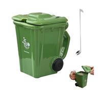Trash Can Shaped Ceramic Coffee Mug With Lid, Funny Novelty Recycling Bin Mug Tea Cup, Gag Gift For Office Coworkers Christmas Birthday White Elephant(Green)