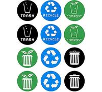 Trash Can Sticker 12 Pcs Recycle and Trash Stickers Trash Bin Decals Recycle Trash Compost Symbols Sticker Garbage Recycling Sticker for Trash Can Compost Bin